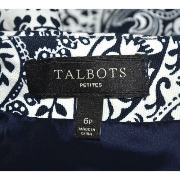 Talbots Petites Ladies Blue White Paisley Knee Length Pencil Skirt Size 6 6P - Picture 6 of 8